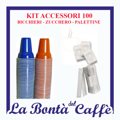 Kit Accessori 100 Bicchieri, Zucchero, Palettine